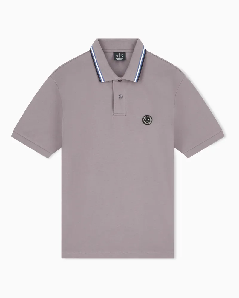 Armani Exchange Polo in piquet di cotone taglio regular Marrone