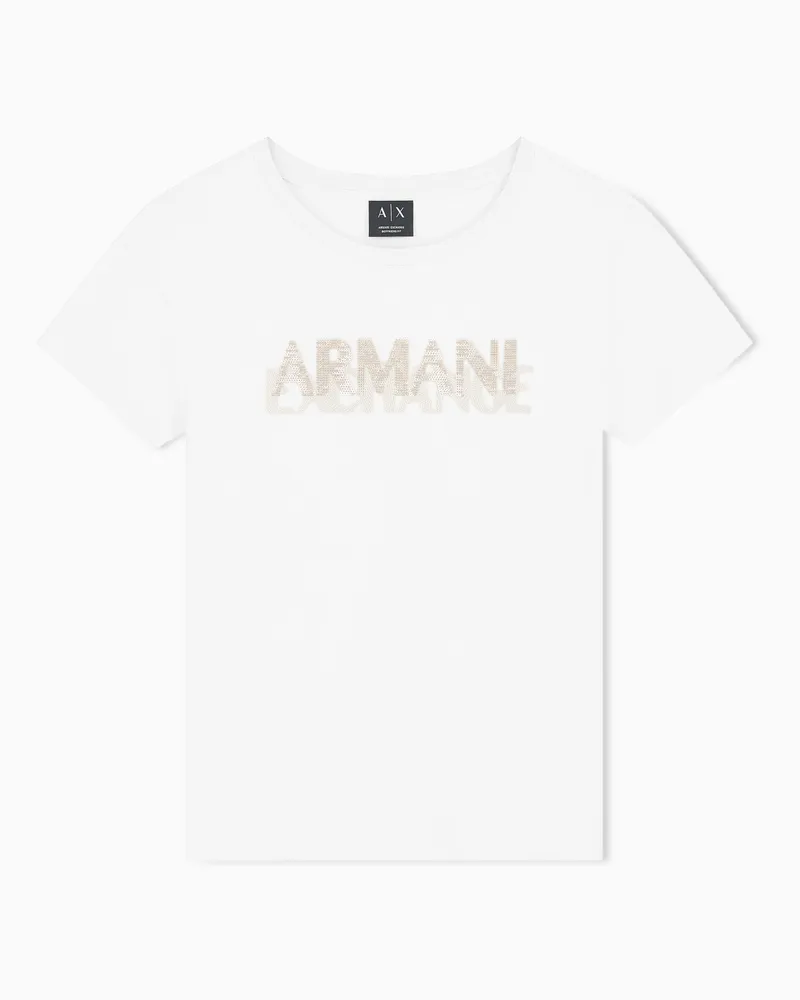 Armani Exchange T-shirt over in jersey di cotone Beige