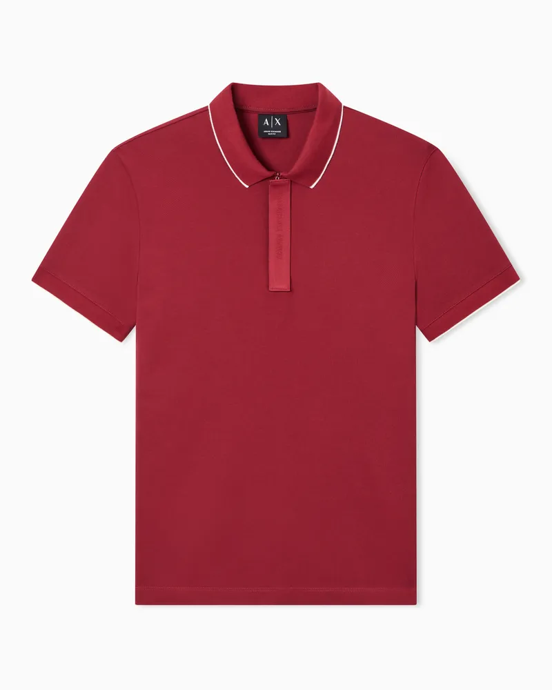 Armani Exchange Polo cotone piquet con piping a contrasto Rosso