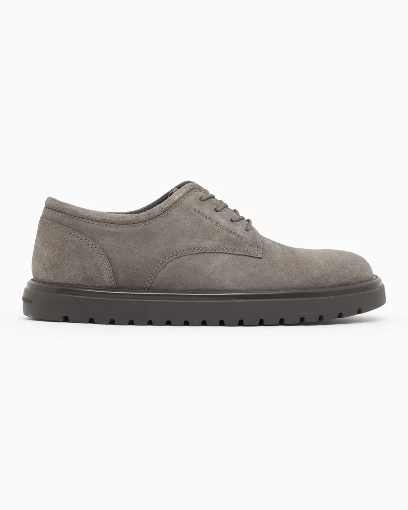 Armani Exchange Scarpe stringate in camoscio con suola in gomma Marrone