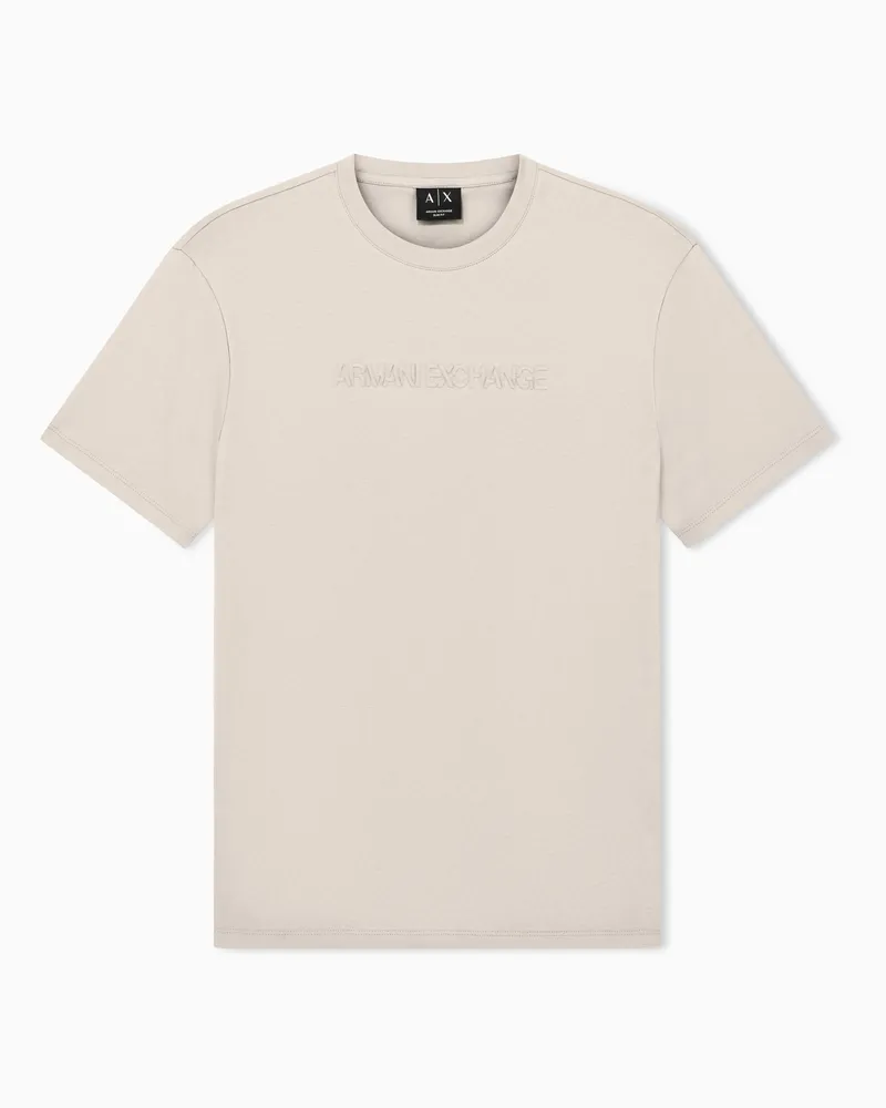 Armani Exchange T-shirt Slim Fit in Jersey di Cotone Beige