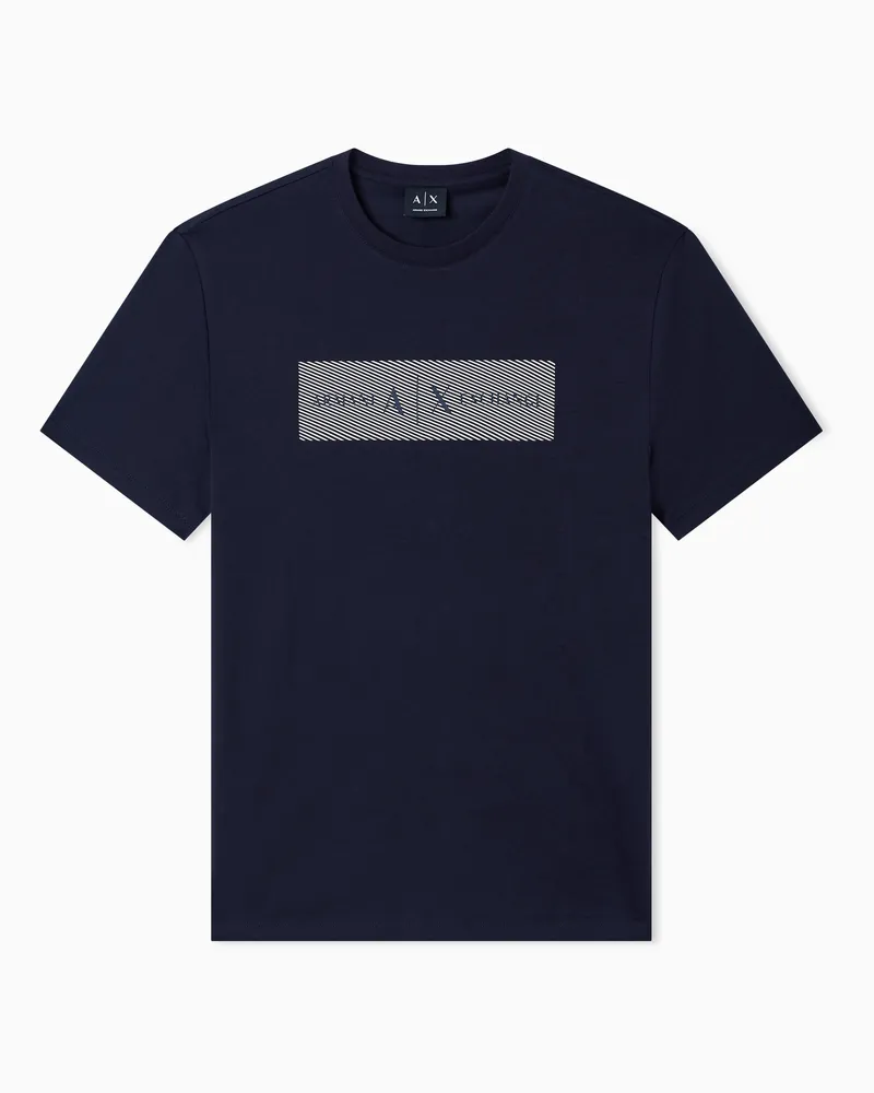 Armani Exchange T-shirt in cotone con stampa logo Blu
