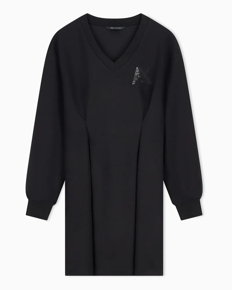 Armani Exchange Abito in tessuto scuba di viscosa con dettagli in maglia Nero
