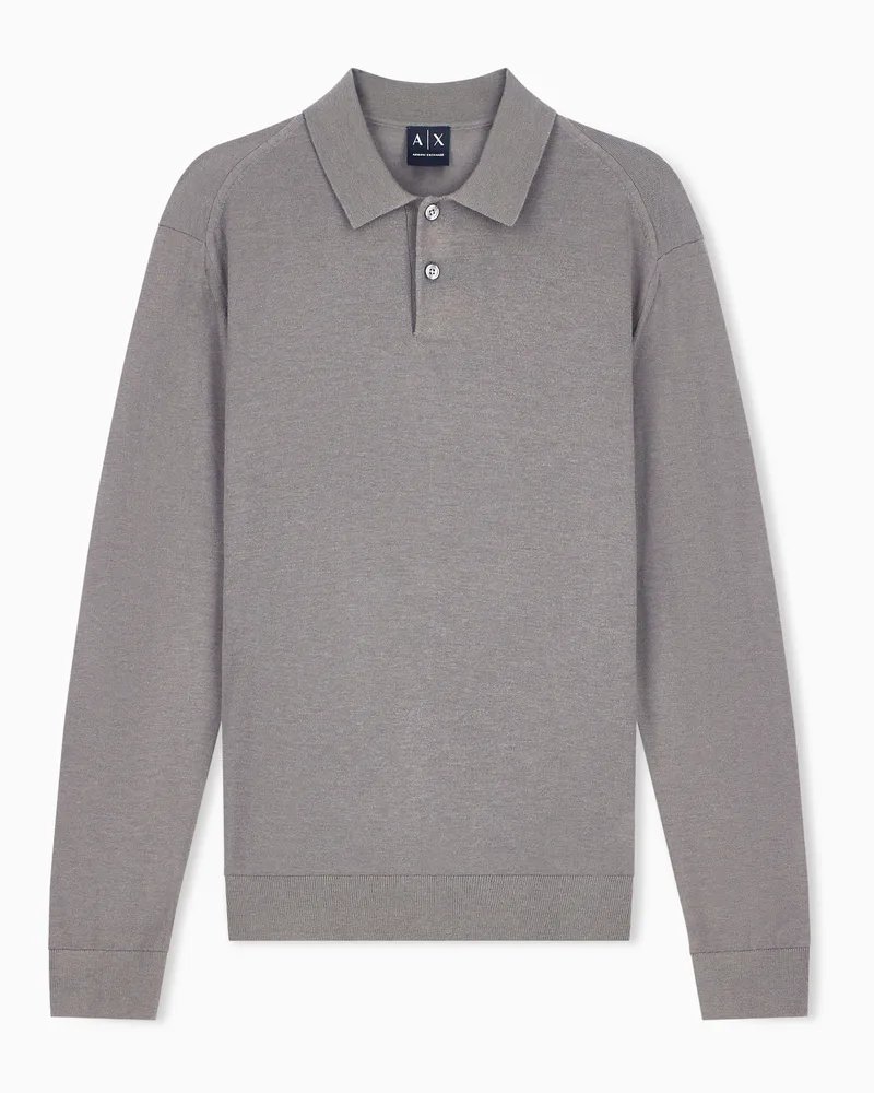 Armani Exchange Polo in maglia Crossover in lyocell e lana Marrone
