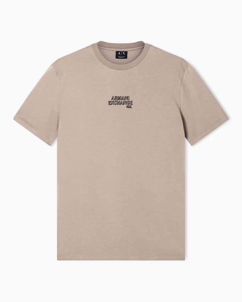 Armani Exchange T-Shirt Regular Fit in Jersey con logo Beige