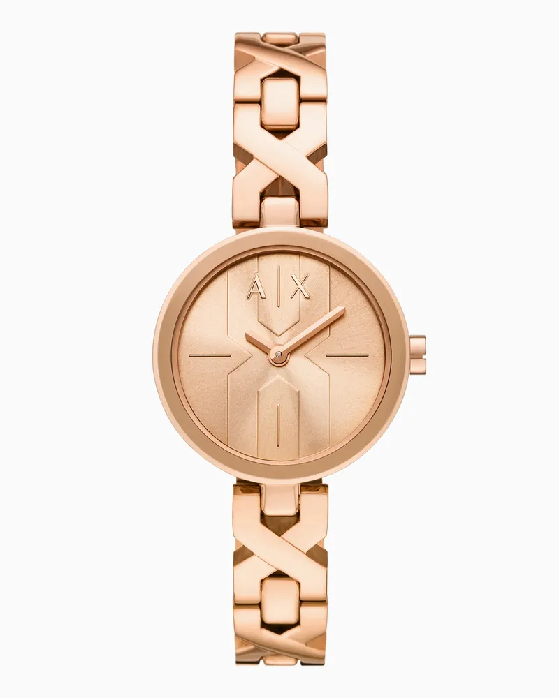 Armani Exchange Orologio a due lancette in acciaio inossidabile color oro rosa Multicolore