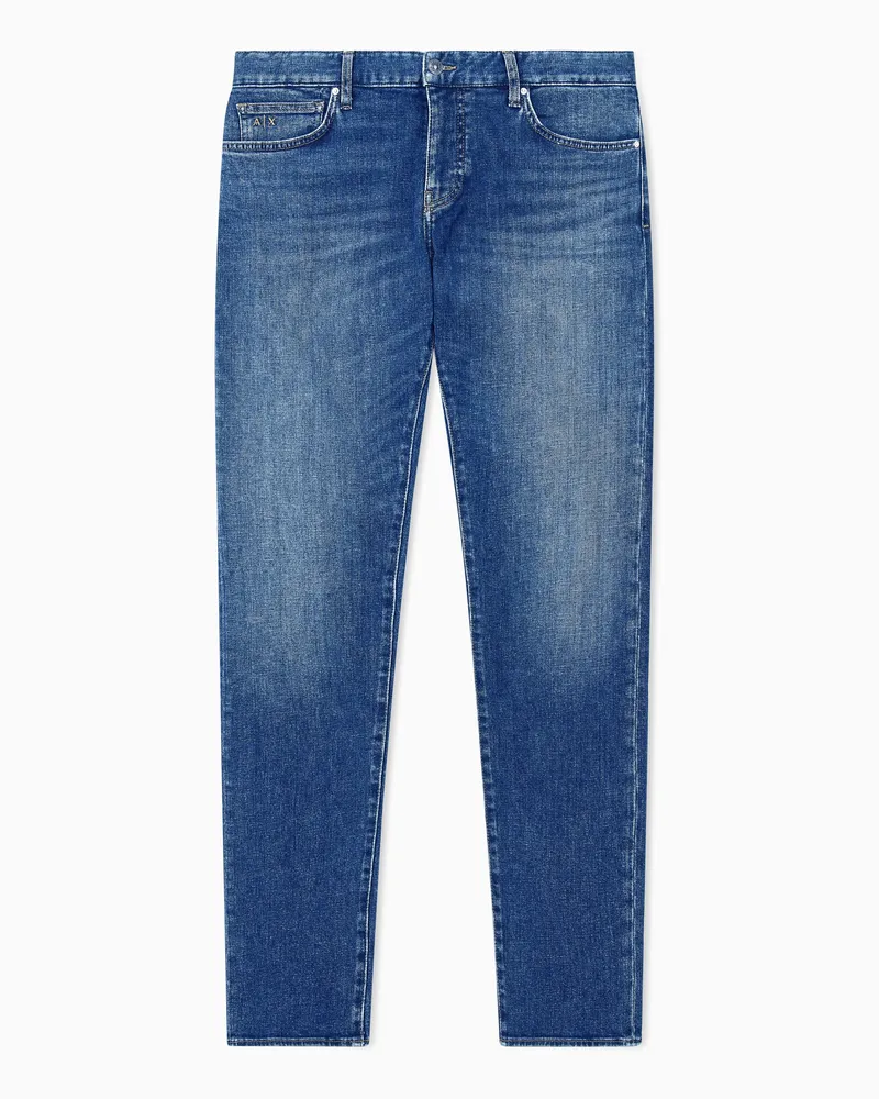 Armani Exchange Pantalone cinque tasche slim in denim di cotone stretch Blu