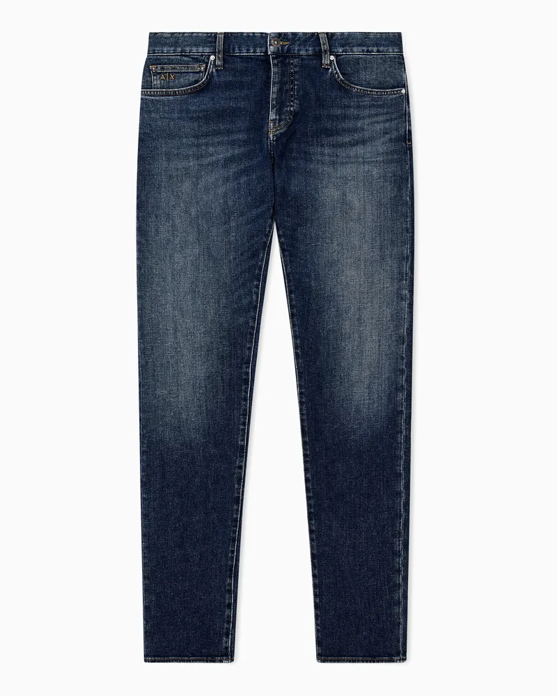 Armani Exchange Pantalone cinque tasche slim in denim di cotone stretch Blu