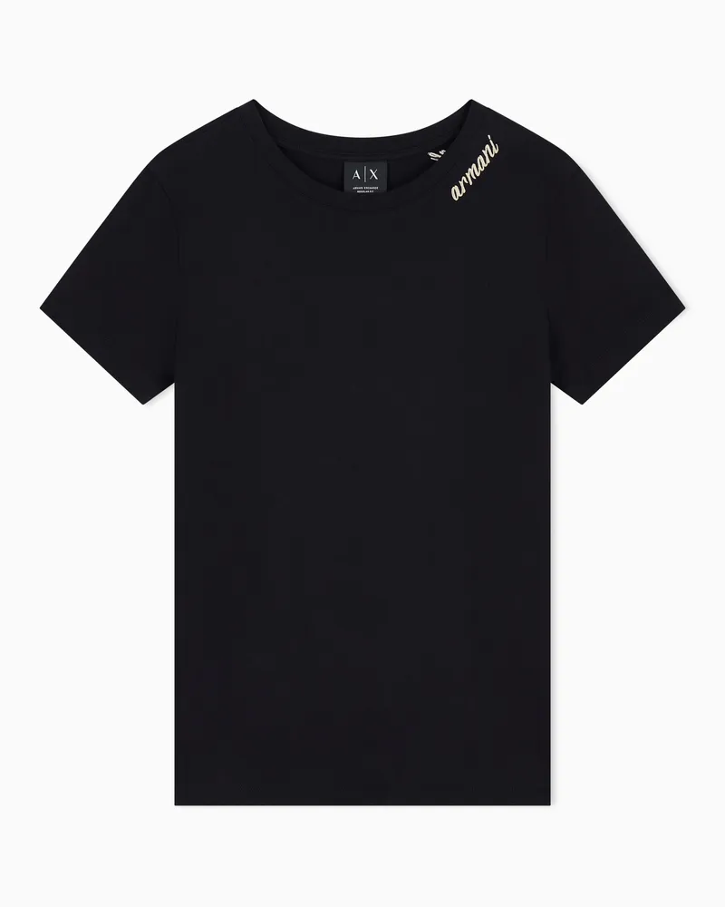 Armani Exchange T-shirt a vestibilità regular in jersey di cotone Nero