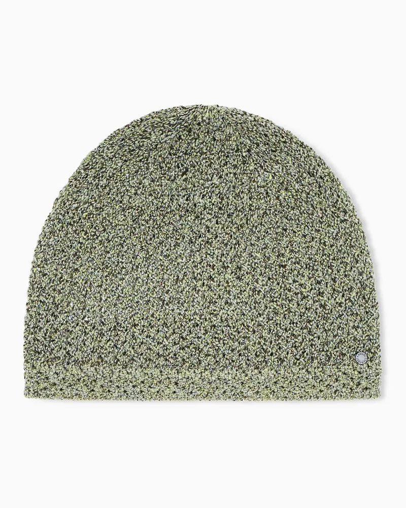 Armani Exchange Berretto Metallizzato in Maglia Verde