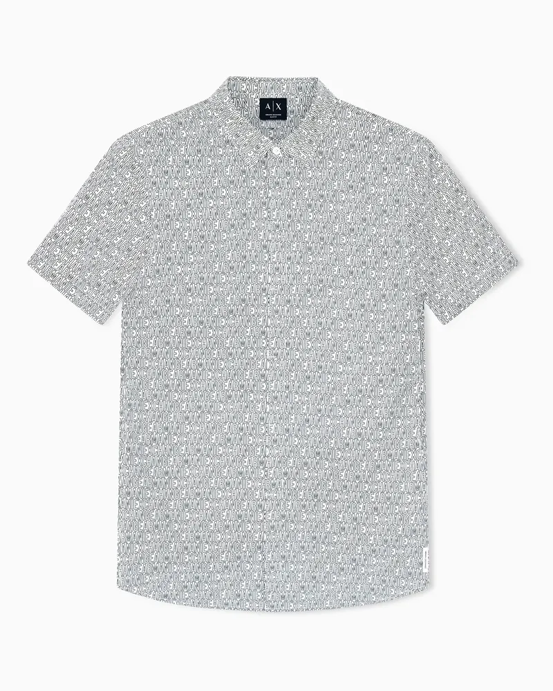 Armani Exchange Camicia slim fit in popeline di cotone elasticizzato Bianco