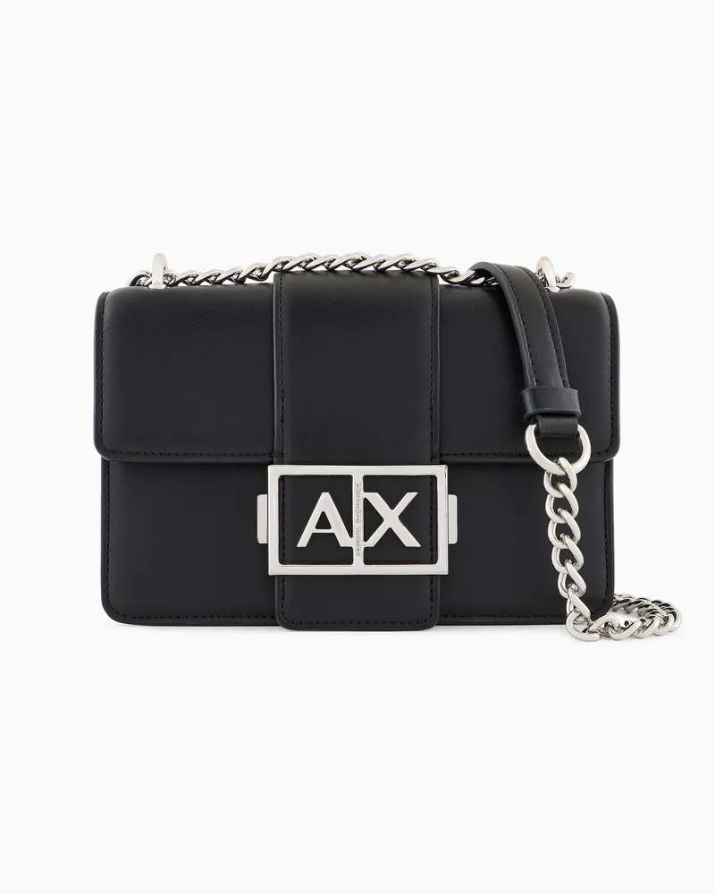 Armani Exchange Borsa con tracolla effetto pelle con catena Nero