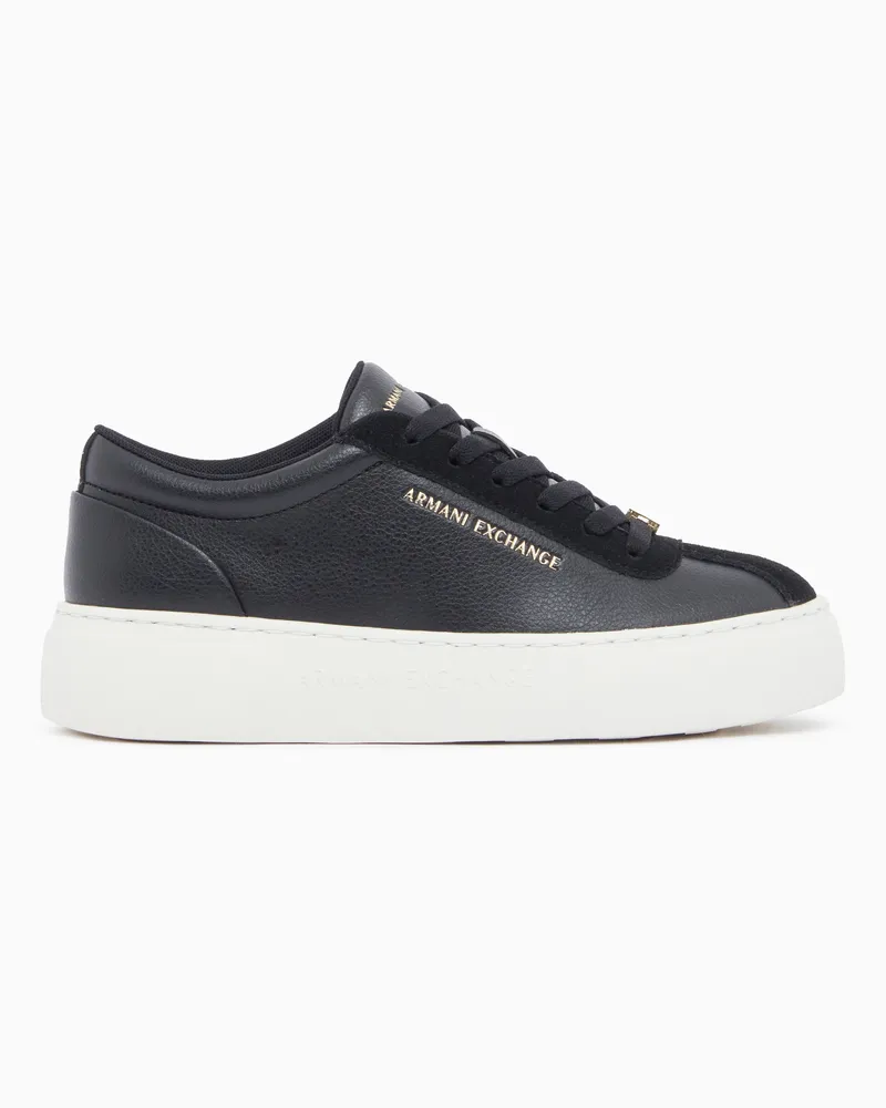 Armani Exchange Sneakers basse stringate con inserti in camoscio Nero