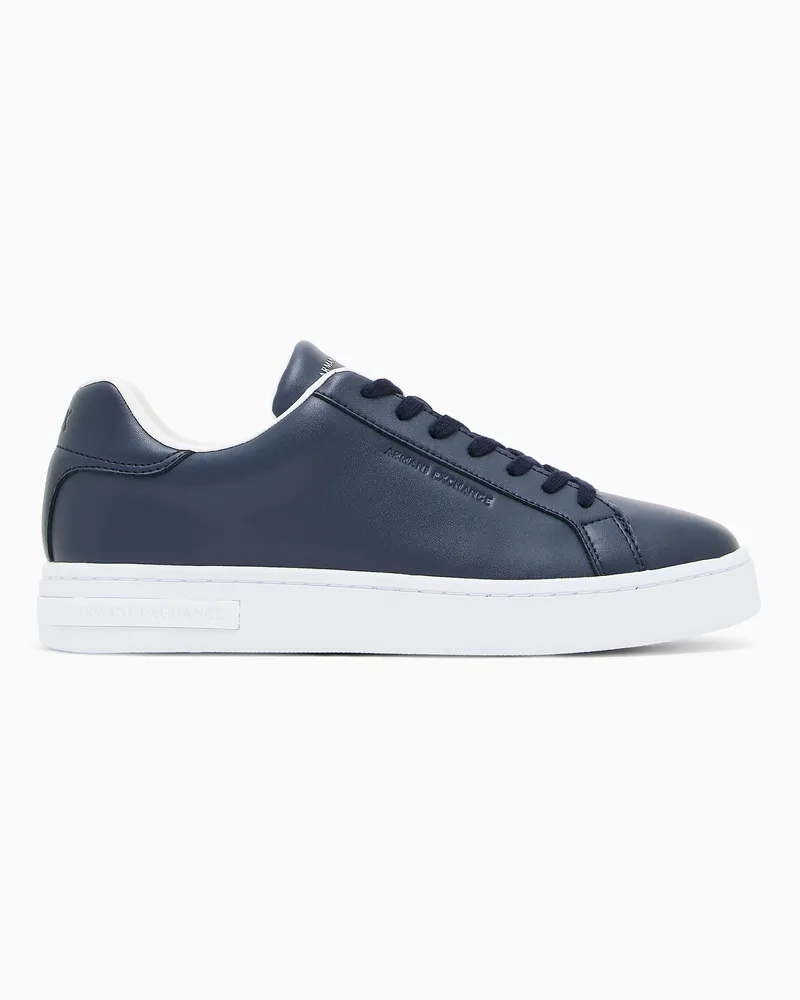 Armani Exchange Sneakers stringate in pelle con suola in gomma Blu