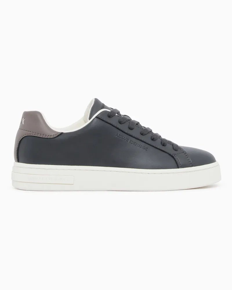 Armani Exchange Sneakers stringate in pelle con suola in gomma Blu