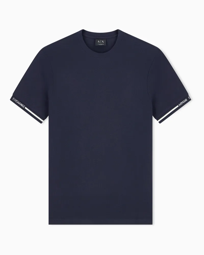 Armani Exchange T-shirt slim fit in piquet di cotone Blu