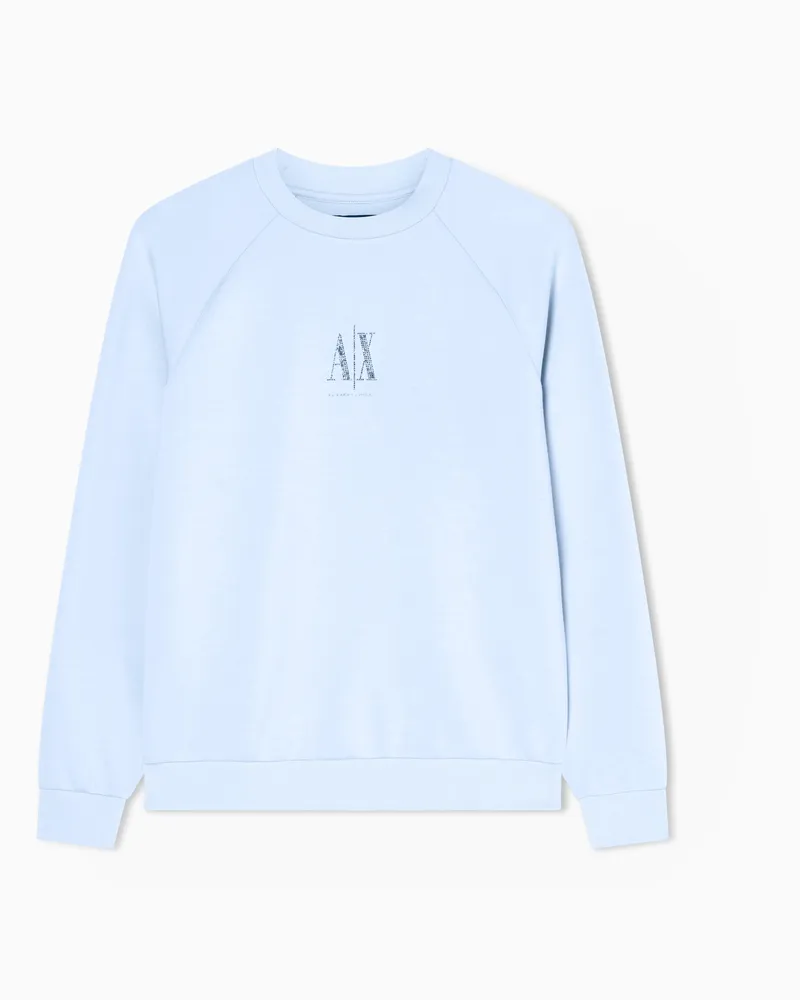 Armani Exchange Felpa girocollo con strass New Icon Azzurro