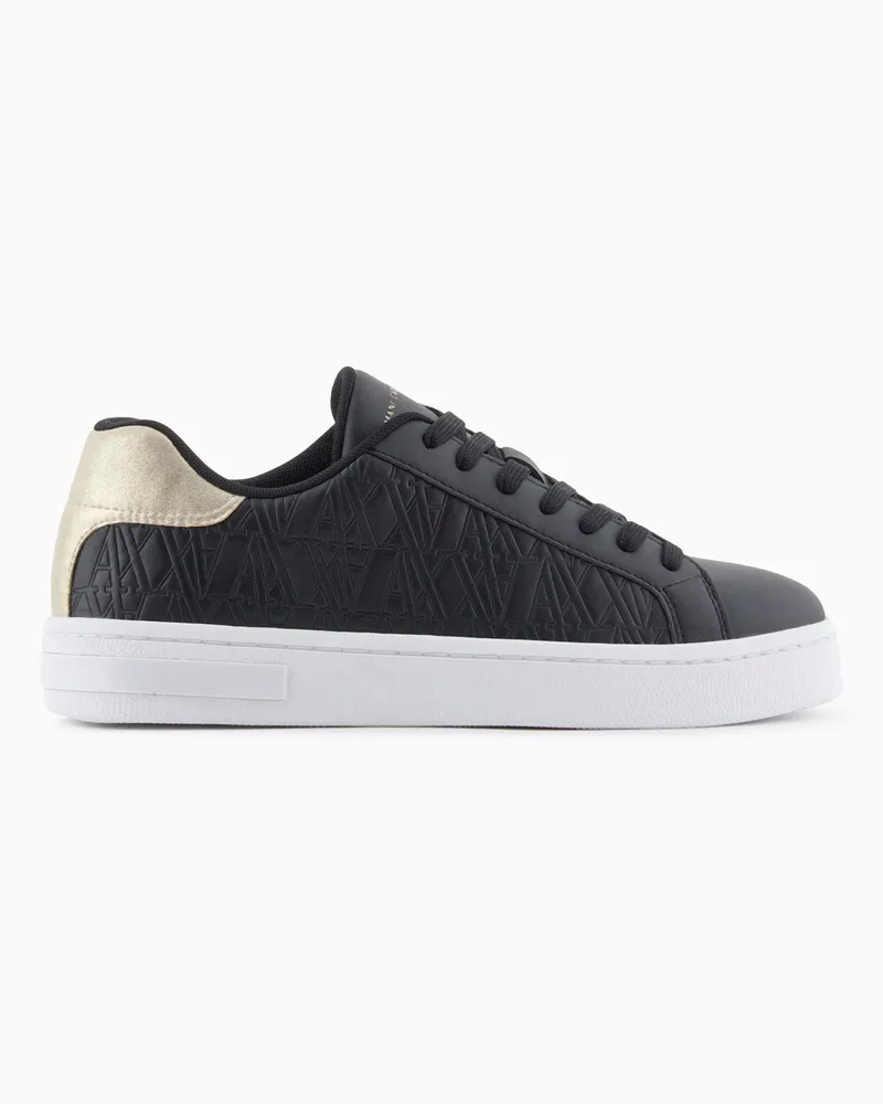 Armani Exchange Sneaker bassa con suola platform e inserto metallico Nero