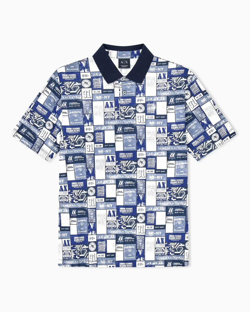 Armani Exchange Polo in jersey di cotone con stampa grafica Fantasia