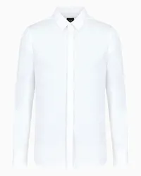 Armani Exchange OFFICIAL STORE Camicia Slim Fit In Satin Stretch Bianco