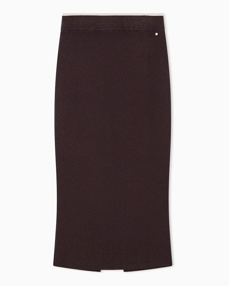 Armani Exchange Gonna slim in maglia di viscosa con cashmere Marrone