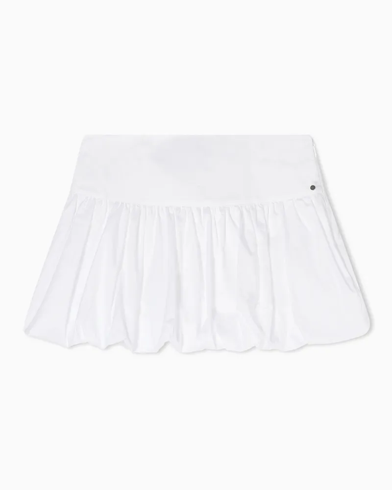 Armani Exchange Mini Gonna a Trapezio in Twill di Cotone Fine Bianco