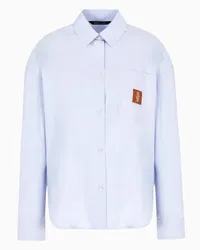 Armani Exchange OFFICIAL STORE Camicia In Lyocell E Cotone Con Patch Monogram Azzurro