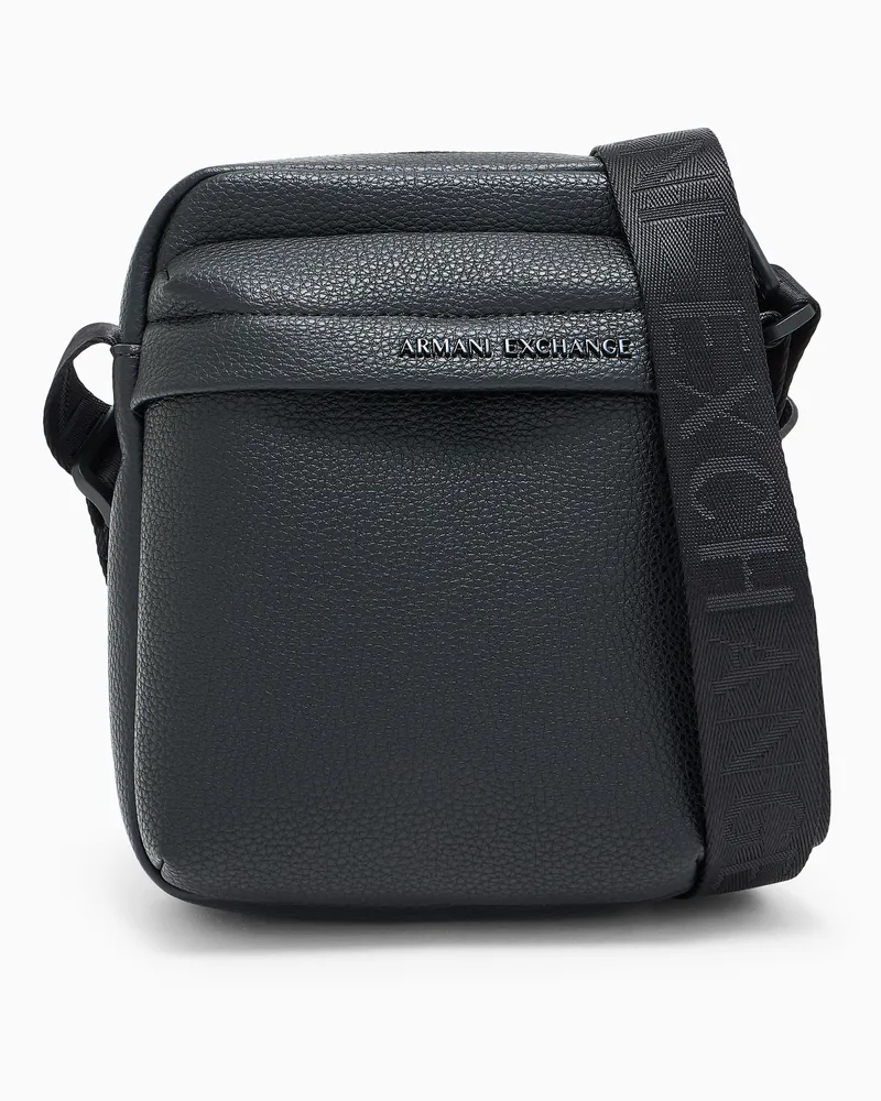 Armani Exchange Borsa a tracolla con patta frontale e logo in rilievo Nero