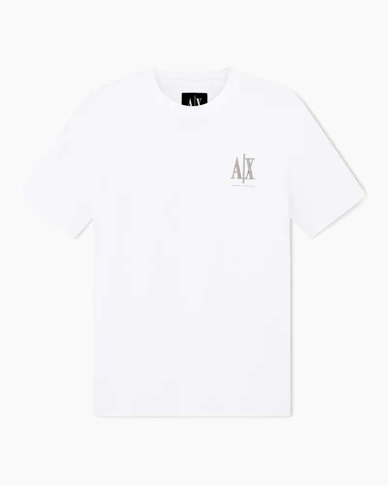 Armani Exchange T-shirt con logo girocollo in jersey di cotone Icon Bianco