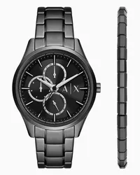 Armani Exchange OFFICIAL STORE Set Orologio Multifunzione E Bracciale In Acciaio Inossidabile Nero Nero