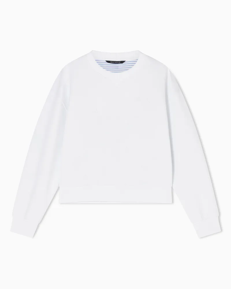 Armani Exchange Felpa girocollo con retro a contrasto Bianco