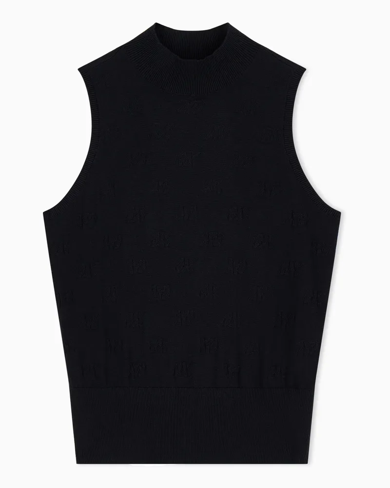 Armani Exchange Top in maglia di viscosa cotone e seta a vestibilità regolare Nero