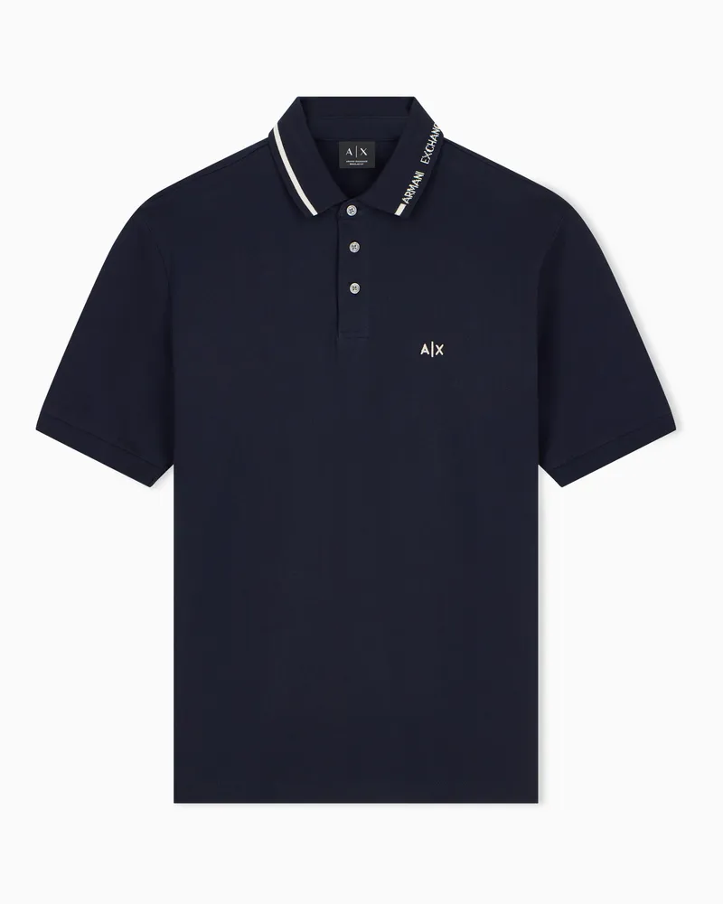 Armani Exchange Polo regular fit in piqué di cotone Blu
