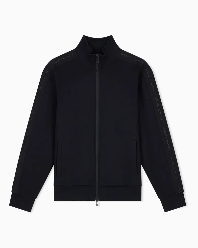 Armani Exchange Felpa regular fit in jersey accoppiato di cotone stretch Nero