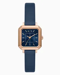 Armani Exchange OFFICIAL STORE Orologio In Pelle Blu A Tre Lancette Blu