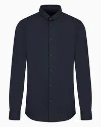 Armani Exchange OFFICIAL STORE Camicia Regular Fit In Tessuto Ultra Strech Blu