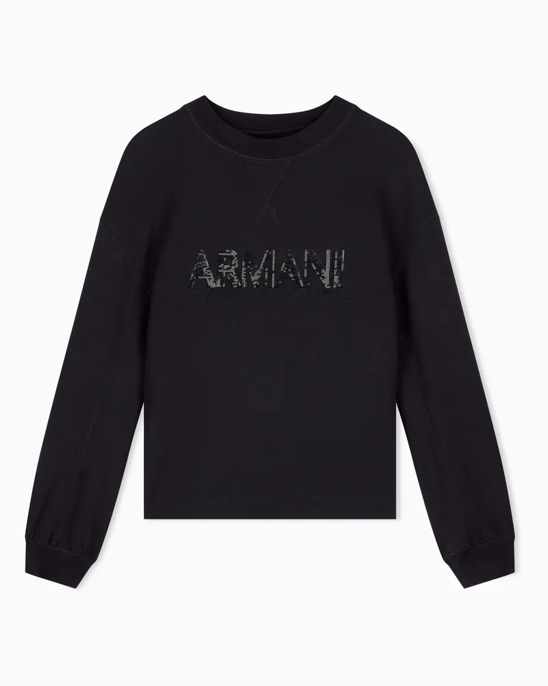 Armani Exchange Felpa regular fit in tessuto scuba di viscosa stretch Nero