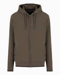 Armani Exchange OFFICIAL STORE Felpa Basic Con Cappuccio E Zip In French Terry Stretch Verde