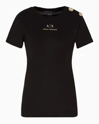 Armani Exchange OFFICIAL STORE T-shirt Regular Fit In Cotone Organico Asv Con Dettaglio Sulla Spalla Nero