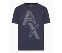 Armani Exchange OFFICIAL STORE T-shirt In Jersey Di Cotone Pima Con Maxi Stampa Logo Blu