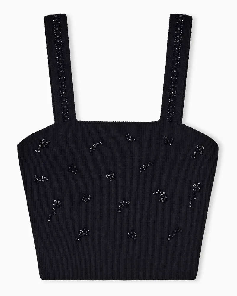 Armani Exchange Maglia Up For Party in viscosa a coste Nero