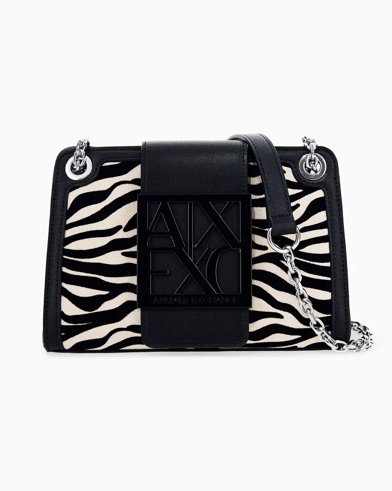 Armani Exchange Borsa con stampa zebrata e tracolla a catena Fantasia