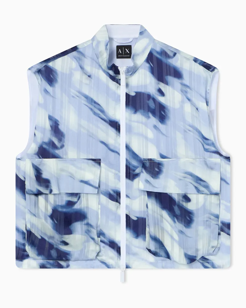 Armani Exchange Gilet jacquard a righe effetto acquerello Azzurro