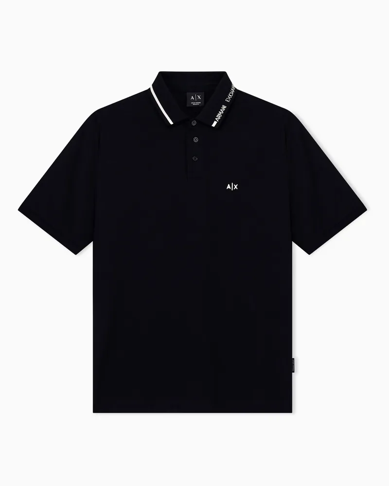 Armani Exchange Polo regular fit in piqué di cotone Nero