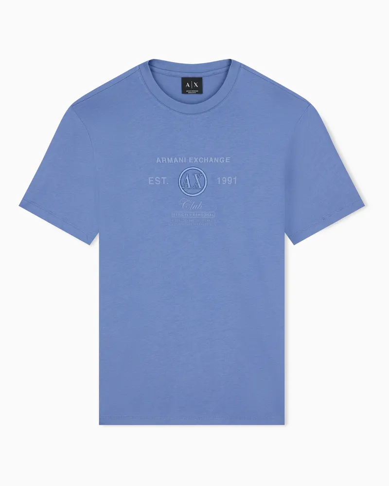 Armani Exchange T-shirt vestibilità regular in jersey di cotone Azzurro