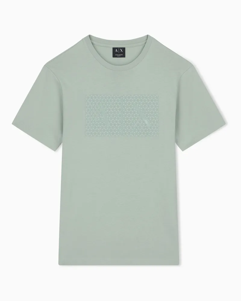Armani Exchange T-shirt Crossover slim fit in jersey di cotone Verde