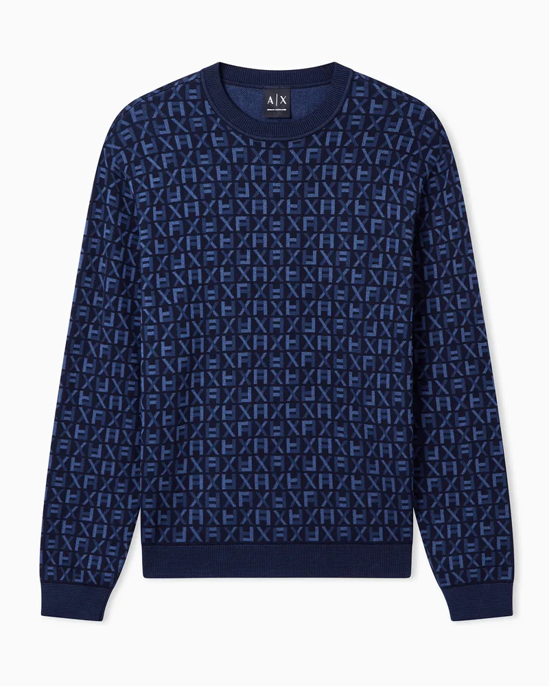 Armani Exchange Maglione con logo allover Blu