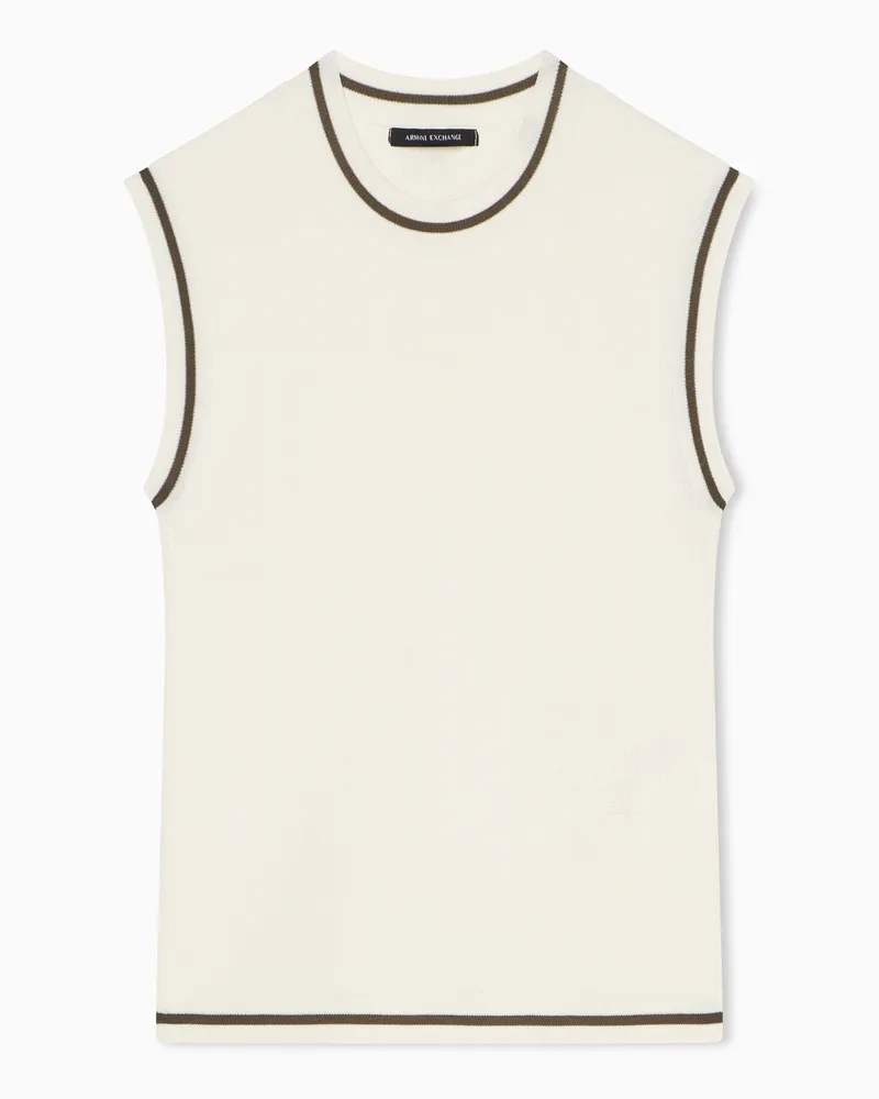 Armani Exchange Top con Scollo a V Viscosa Riciclata Bianco