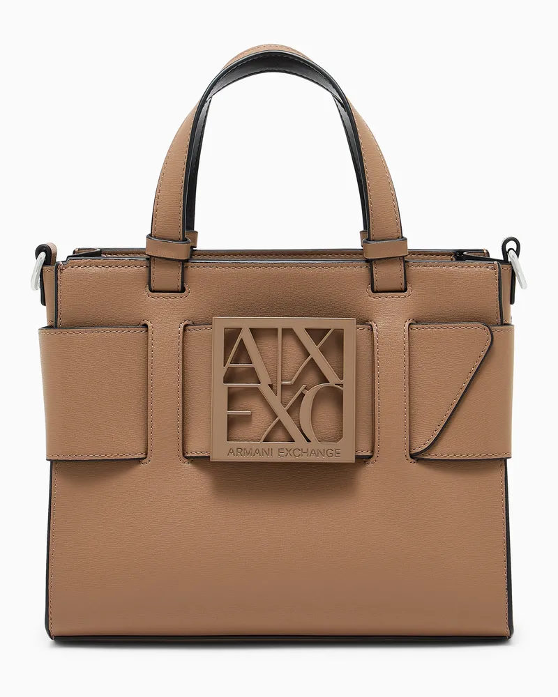 Armani Exchange Borsa shopping Susy con logo e tracolla rimovibile Marrone