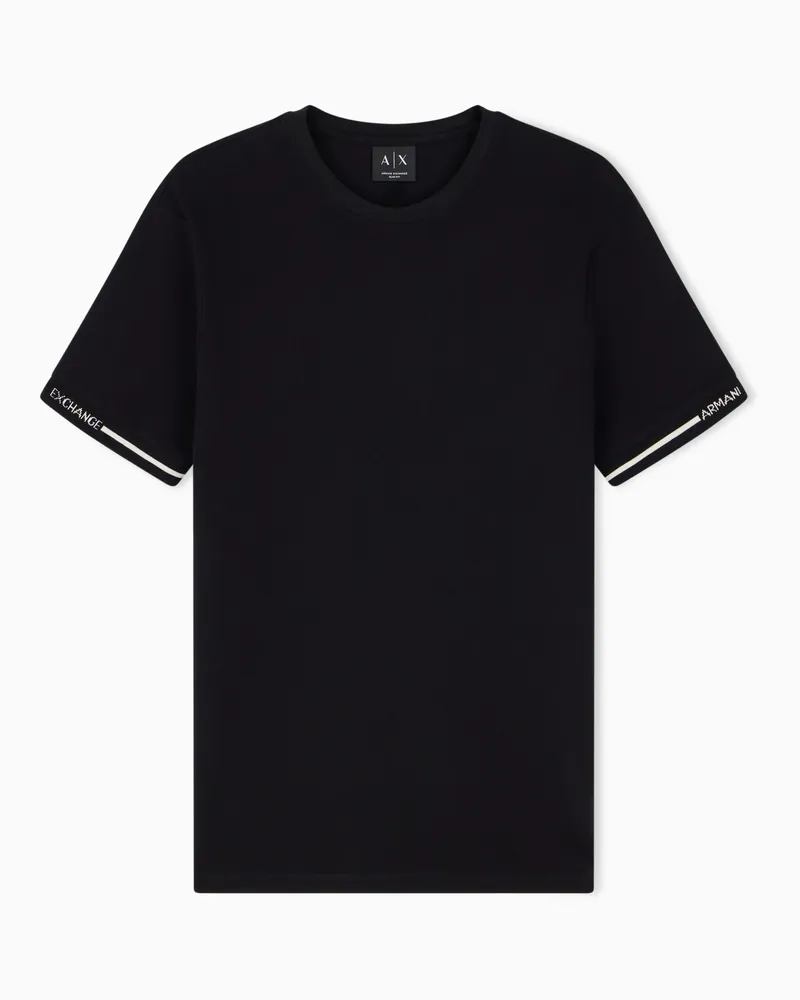 Armani Exchange T-shirt slim fit in piquet di cotone Nero